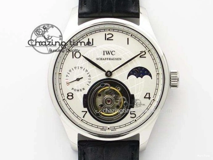 MIROTIME 0501 Portuguese Tourbillon IW5463 RG ZF Best Edition White Dial on Brown Leather Strap Stylish 7174